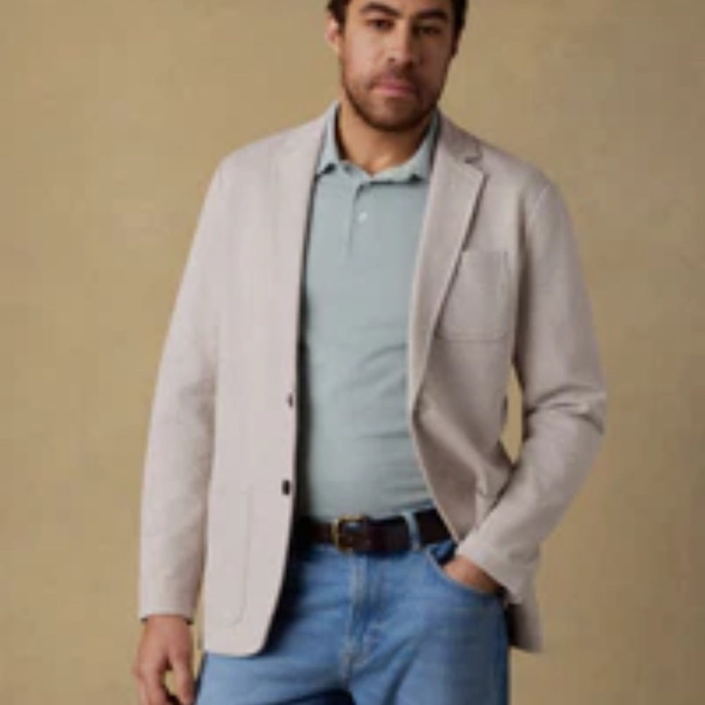 😎 Like new! Faherty Light Grey Casual Blazer with Pale Blue Polo